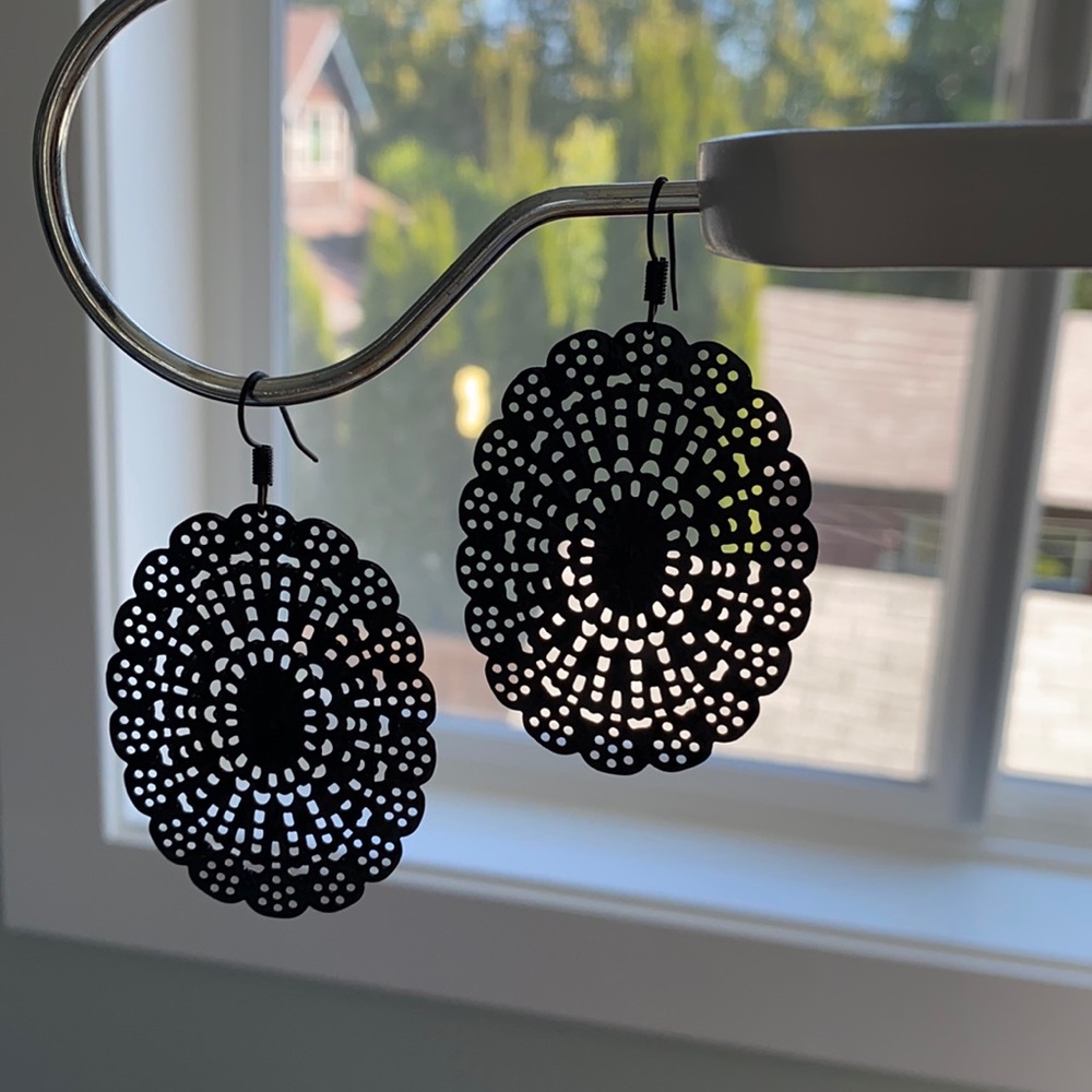 $5 ADD ON - Black filigree lace earrings